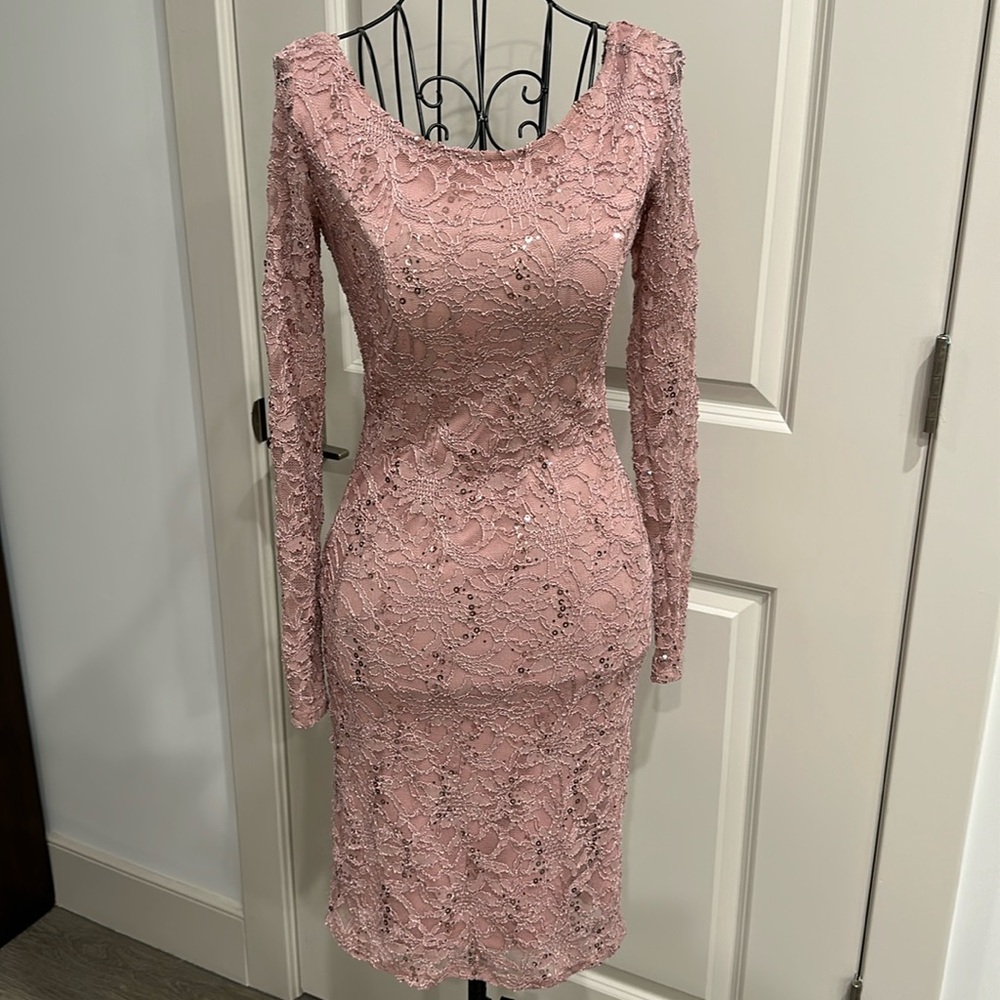 Jump Apparel Sequin Lace Bodycon Dress Size XS